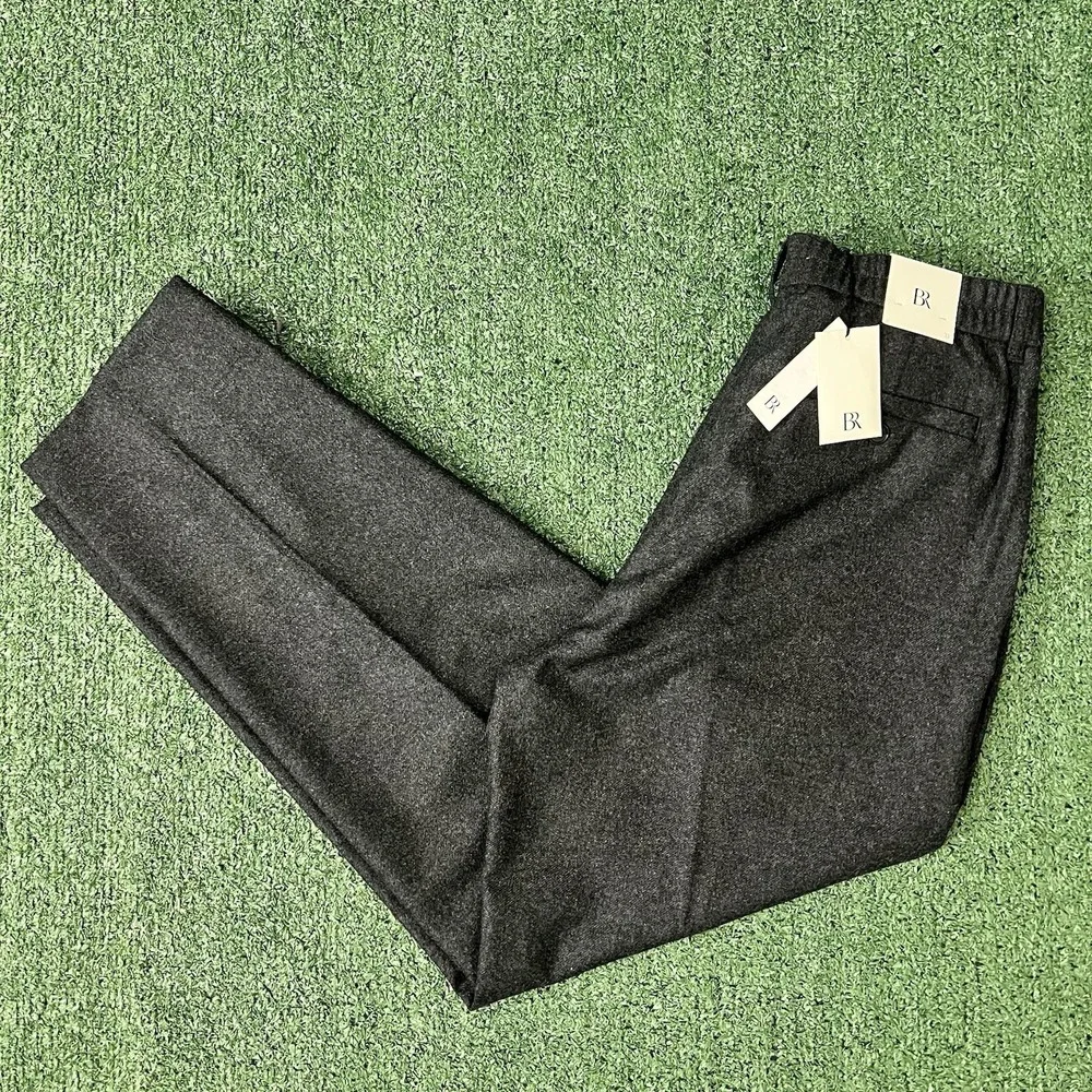 Banana Republic Elastic Waist Pants Mens 33 Charcoal Wool Alfa Fi Italy New